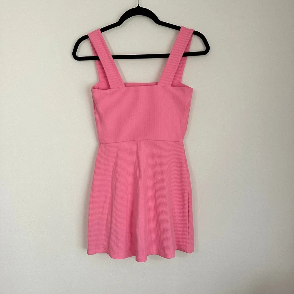 Pink Square-Neck Mini Dress - Picture 2 of 9